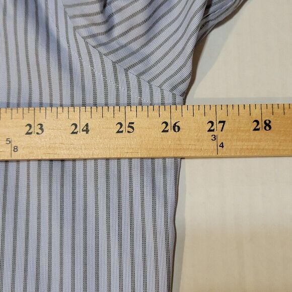 EGARA Shirt Mens XXL 2XL Blue White Striped Button Up Dress Shirt Cotton - Picture 7 of 15